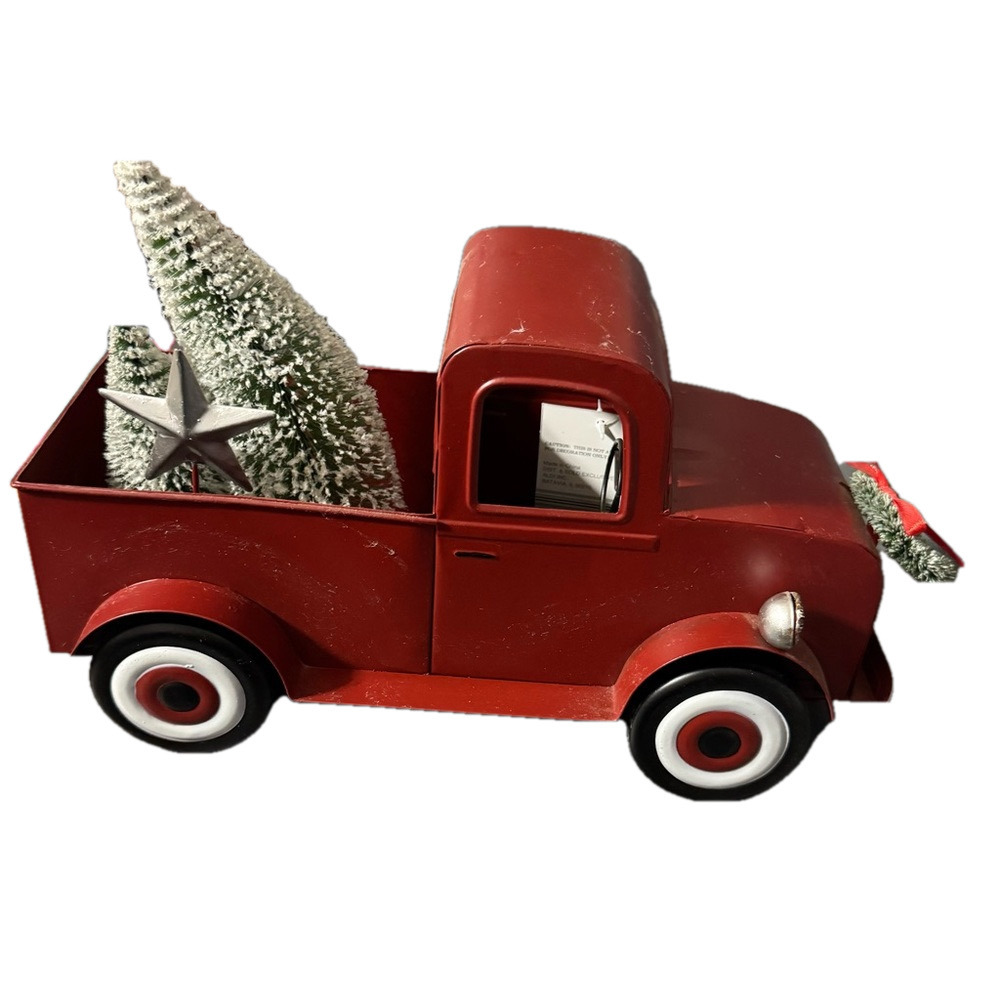 Merry Moments Red Vintage Decor with Christmas Tree Decor Holiday Charm